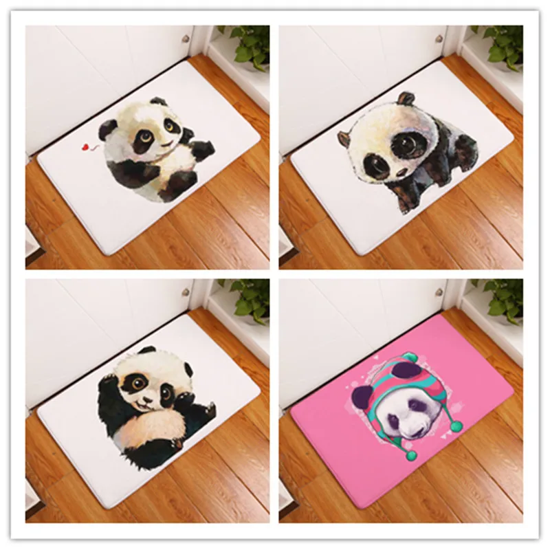 

2019 Welcome Floor Mats Panda Printed Bathroom Kitchen Carpets Doormats Cat Floor Mat for Living Room Anti-Slip Tapete