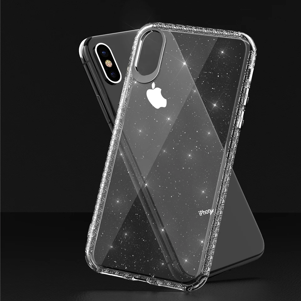 

For iphone XS MAX XR 6s 7 8 Plus X Glitter Diamond Texture TPU Transaprent Case Samsung S10E S9 Mate 20 Nova 4 Cover Phone Cases