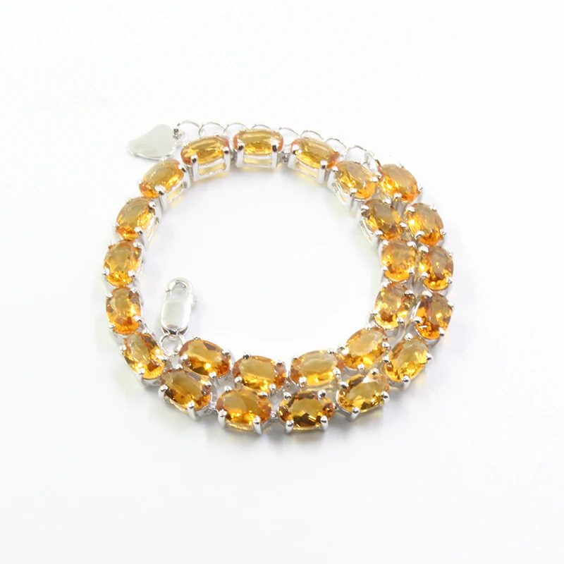 Classic silver gemstone bracelet for party 25 pieces natural citrine silver bracelet solid 925 silver bracelet for wedding