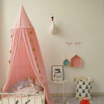 

4 Colors Cotton Baby Canopy Mosquito Net Anti Mosquito Princess Bed Canopy Girls Room Decoration Bed Canopy Home textile