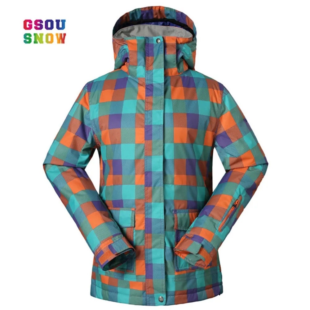 

GSOU SNOW New Ski Jacket Women Anti-pilling Snowboard Coats Waterproof Fashion Windproof Female Ski Jackets Breathable