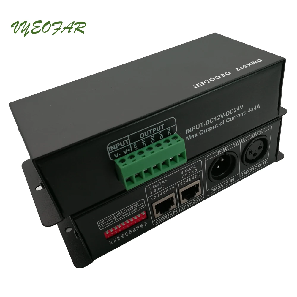 Новый 4CH DC12 24V Led RGBW DMX512 декодер led DMX контроллер RGB LED 4 канала * 4A для использования