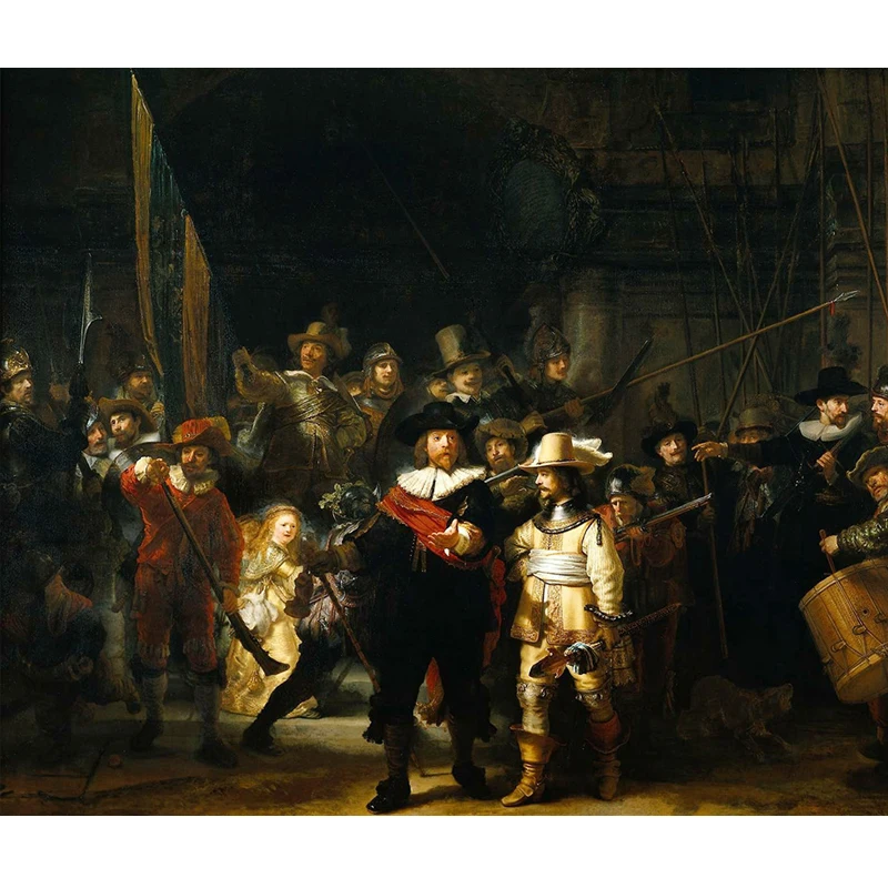 Полноформатная/круглая алмазная живопись Rembrandt The Night Watch Алмазная мозаика 5D