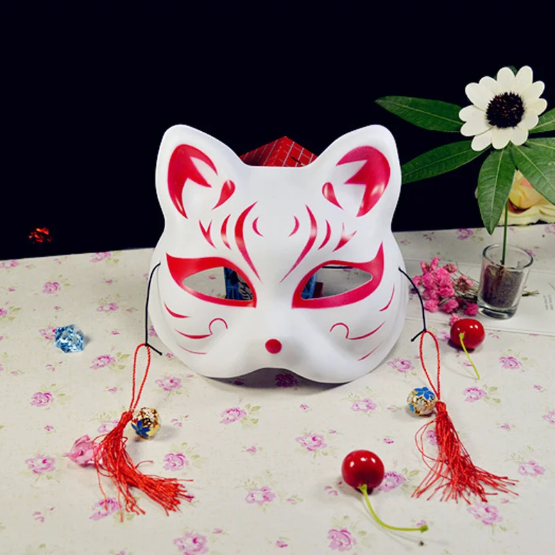 

New Japanese Style Private Fox Mask Cat Natsume's Book of Friends Fox Half Face Mask Halloween Cosplay Animal Masks Party Mask