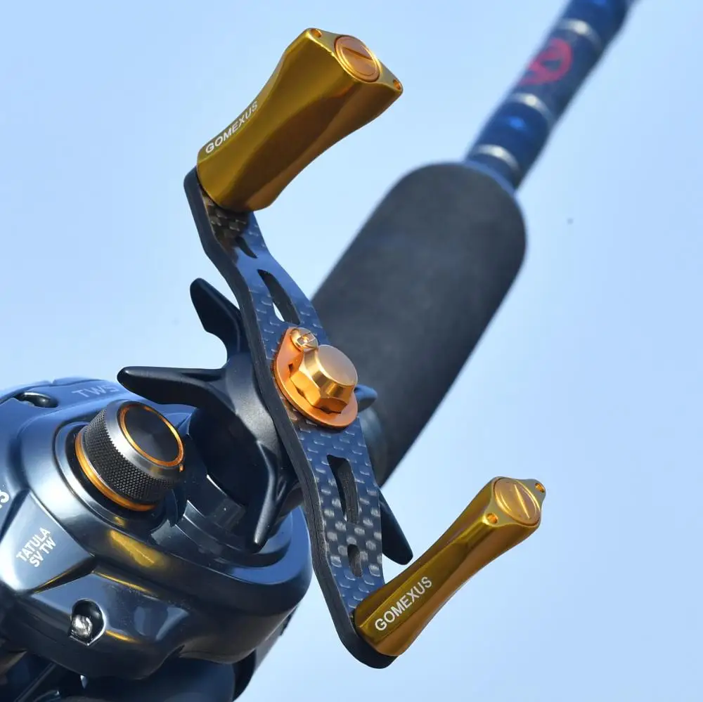 Gomexus Power Handle Carbon For Shimano Curado 7x4mm Daiwa Abu Garcia 8x5mm Baitcasting Round Reel Handle 95mm As Description