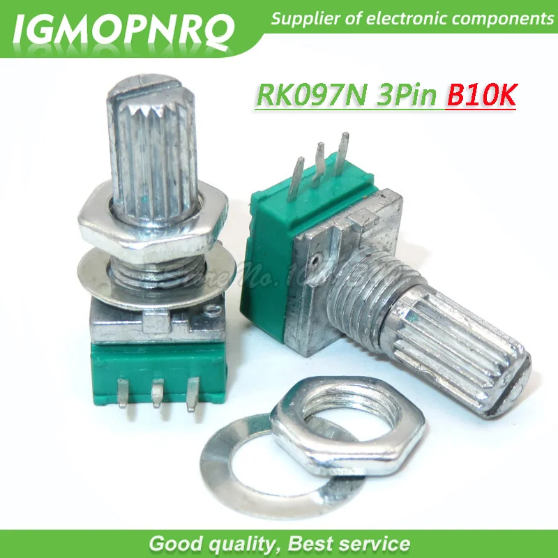 

5PCS RK097N 10K single linked B10K with a switch audio 3pin shaft 15mm power amplifier sealing potentiometer IGMOPNRQ