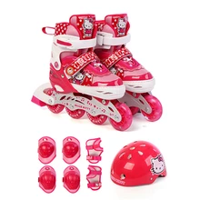 

Hello kitty Inline Children Kids Slalom Sliding Ice Skates Shoes Adjustable Washable Flash Wheels