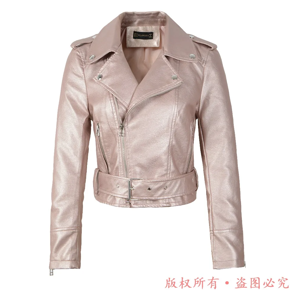 

Brand Motorcycle PU Leather Jacket Women Winter And Autumn New Fashion Coat 3 Color Zipper Outerwear jacket New 2019 Coat HOT