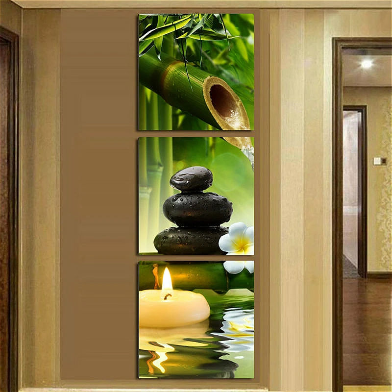 HD Printed 3 Piece Canvas Art Buddha Orchid Zen Painting Wall Art Picture for Home Decor