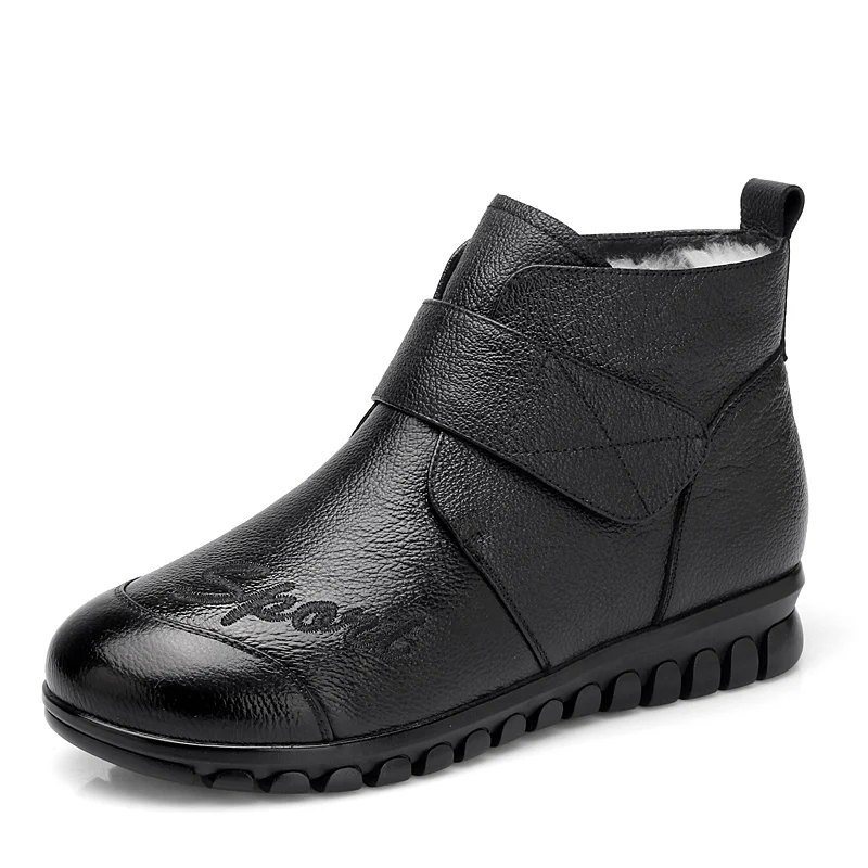 Neige Laine Bottes Antidérapant En Chaude D'hiver De Flats Femme Mode Décontracté Gktinoo La Mère Véritable Noir Chaussures Femmes Bottines Cuir CBdxrotshQ