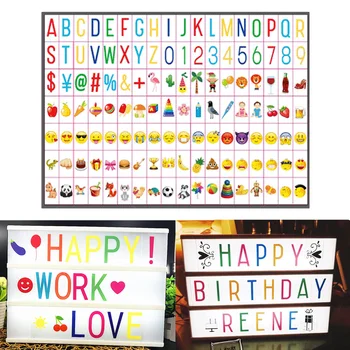 

Besegad 126PCS Colored Letters Expressions Symbols Cards for A4 Size Cinematic Light Box Signs Birthday Anniversary Festival