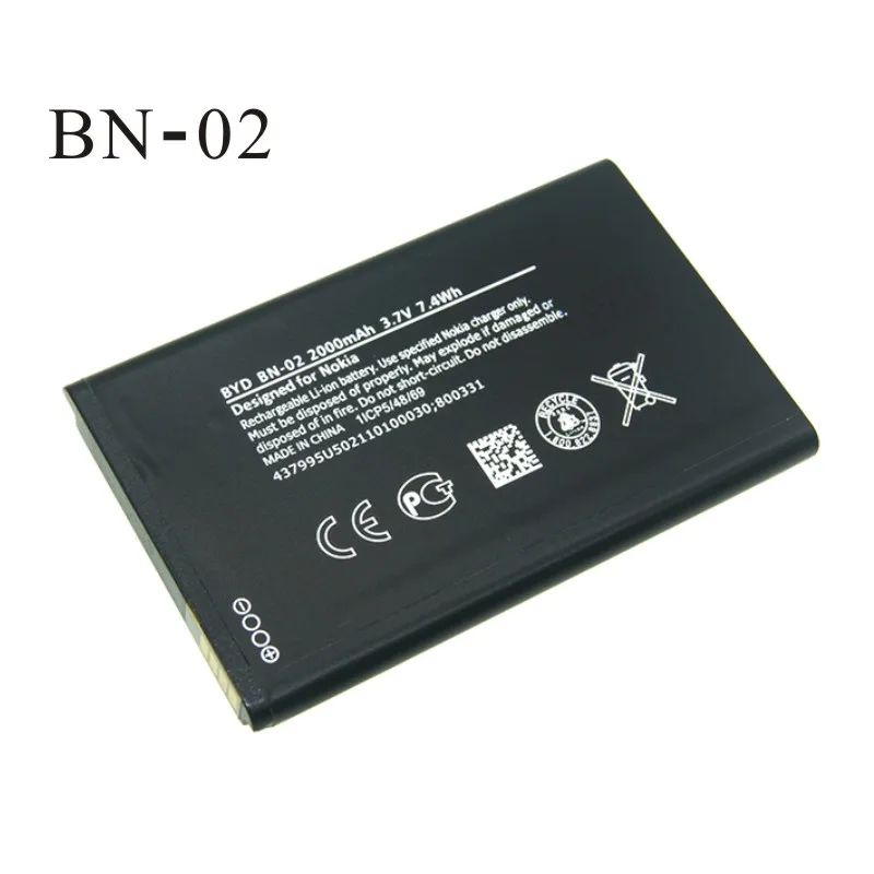 Bateria BN02 BYD BN-02 2000 мА/ч, замена Батарея для Nokia XL/XL 4G RM-1061 RM-1030 RM-1042 BYD BN-02