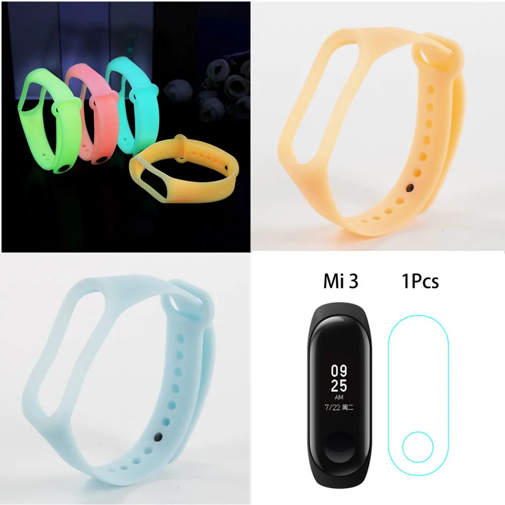 Светящийся силиконовый ремешок Lu mi nous для mi band 3, регулируемый ремешок, сменный ремешок для Xiaomi mi 3, смарт-браслет