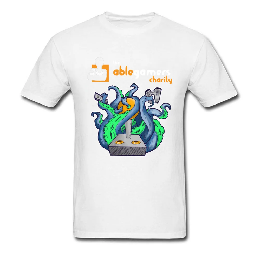 Casual Able Gamers Charity Octopus Tops & Tees for Men Hip Hop Fall Crew Neck 100% Cotton Short Sleeve T-shirts Normal Tee Shirt Able Gamers Charity Octopus white