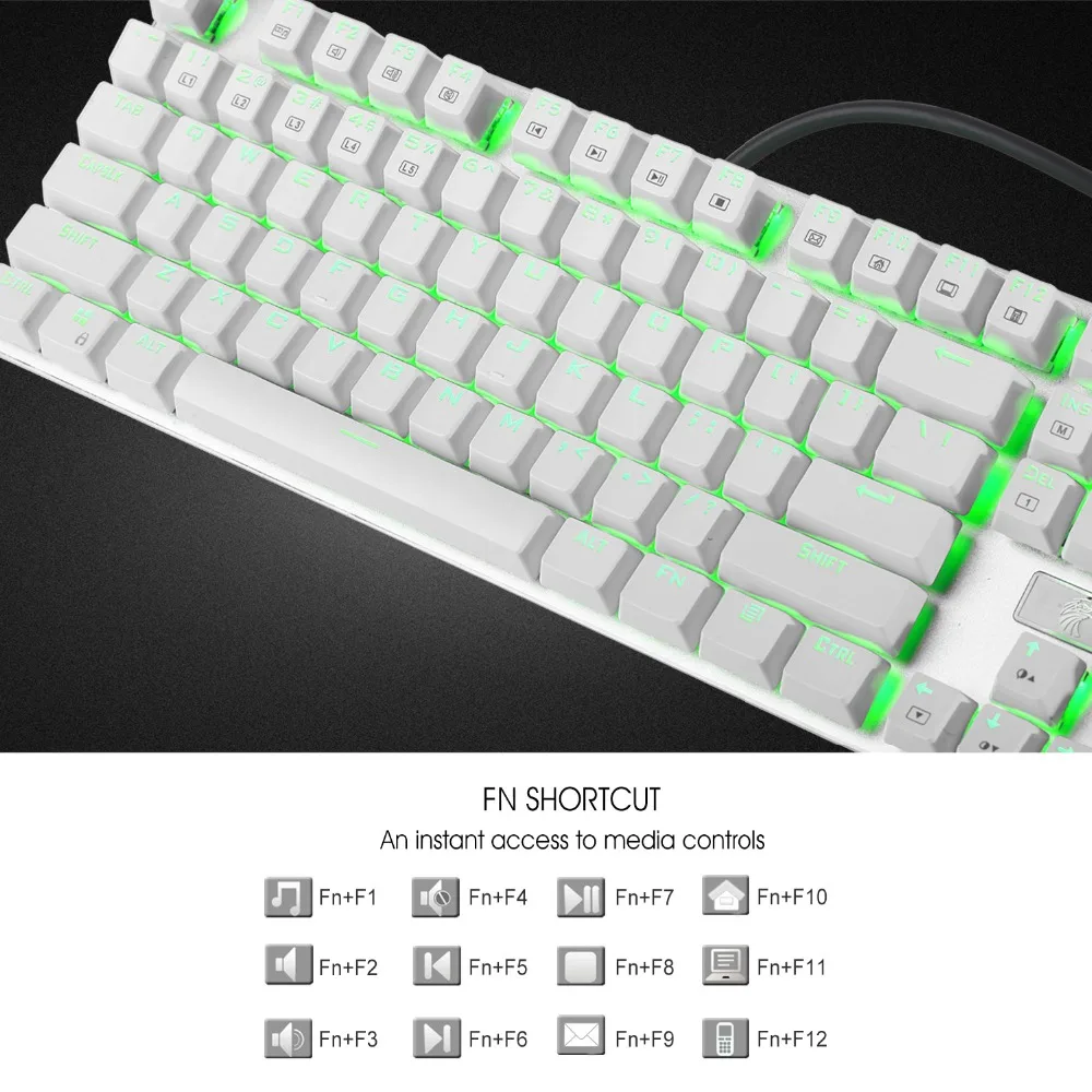 Z-88 Eagle RGB LED Backlit Mechanical Gaming Keyboard Brown Switch Aluminum Ergonomic 104 Keys Full