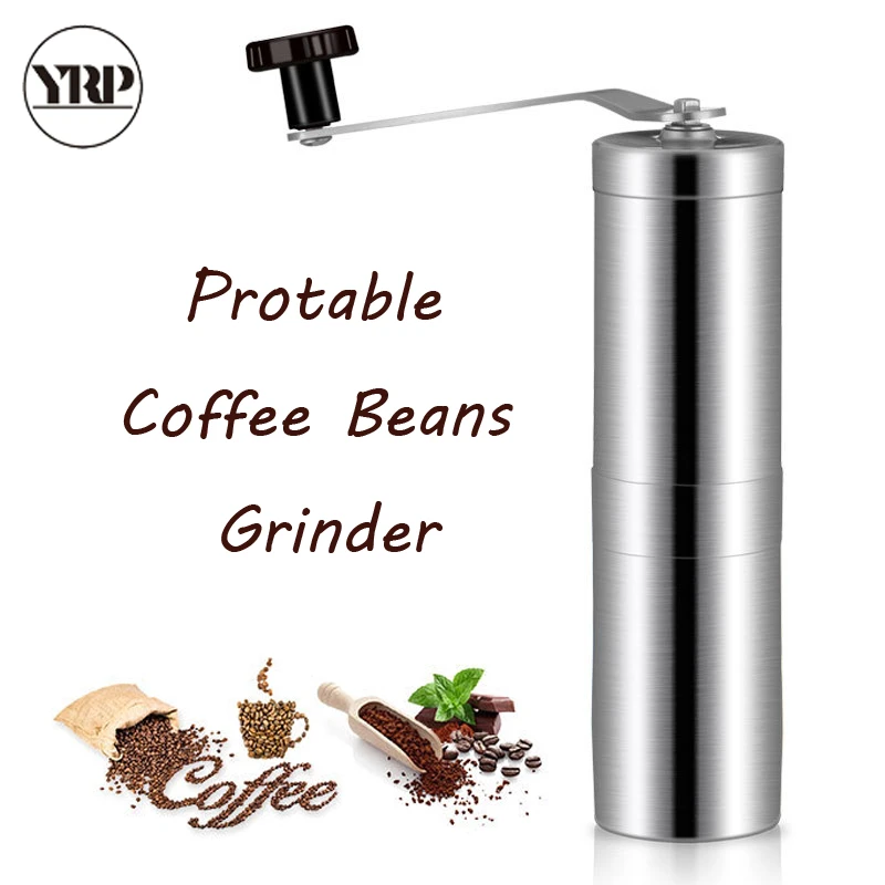 

YRP Silver Coffee Grinder Mini Stainless Steel Manual Handmade Coffee Bean Spice Burr Grinder Mill Kitchen Tool Crocus Grinders