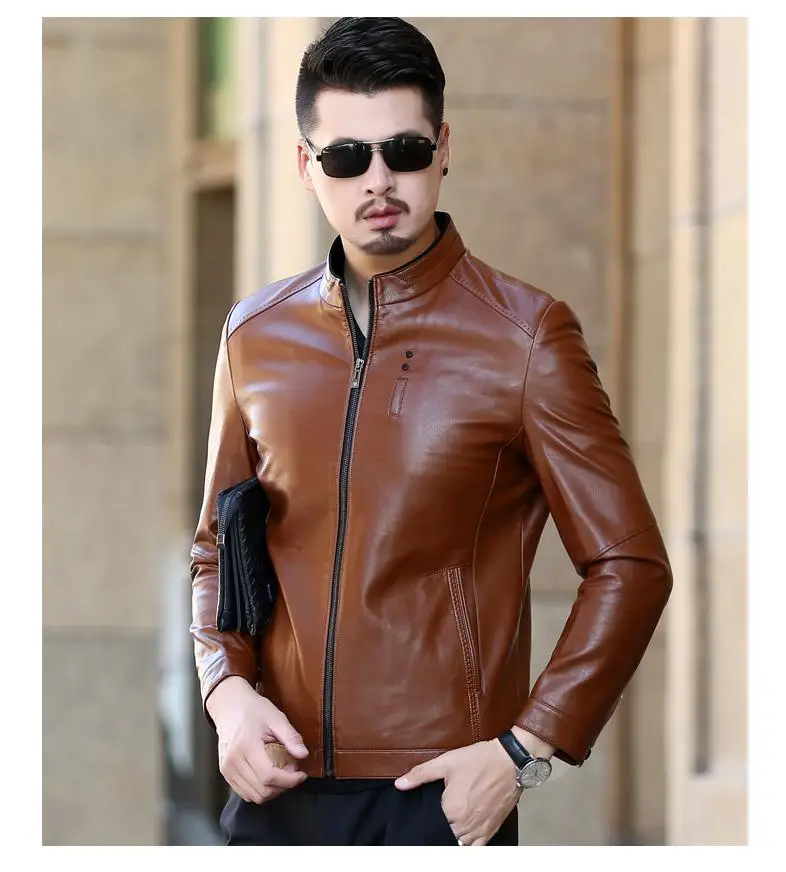 2017fashion Male Suit Leather Jacket Spring And Autumn Short Design