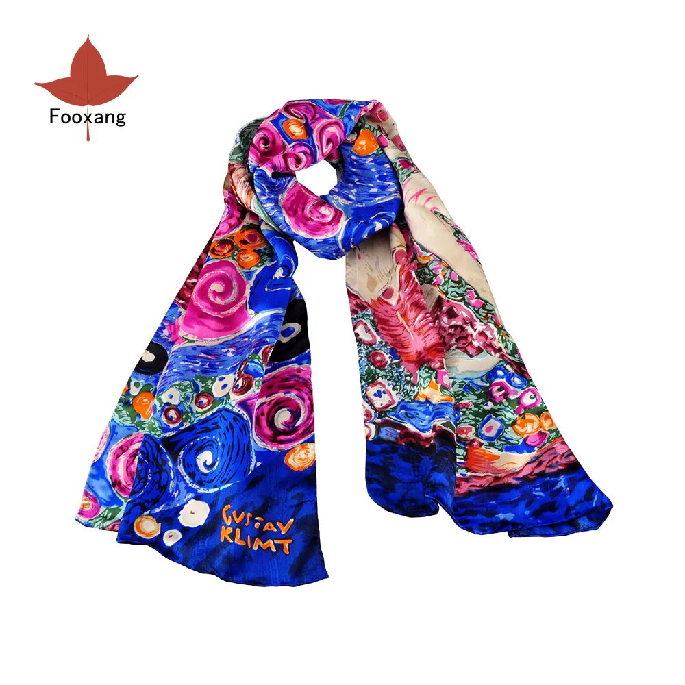 

Brand New Luxurious Lady's Wraps Shawl Klimt Silk Scarf The Virgins Handrolled Edges Accessories For Women