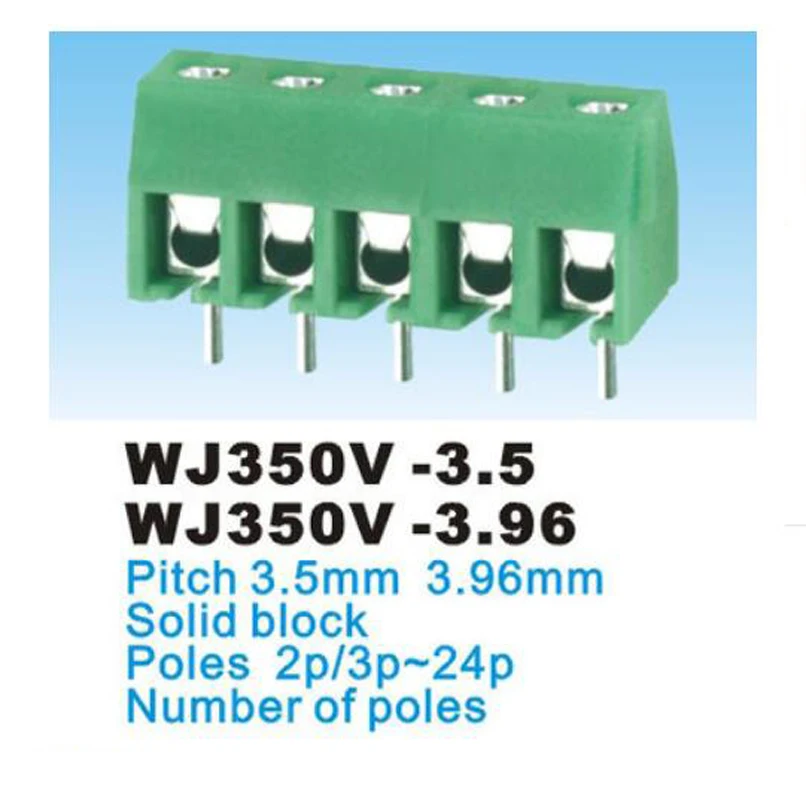 

10Pcs Pitch 3.5mm 3.96mm Screw PCB Terminal Block Connector WJ350V 2P 3P Straight Pin morsettiera blocks connectors 300V 7A