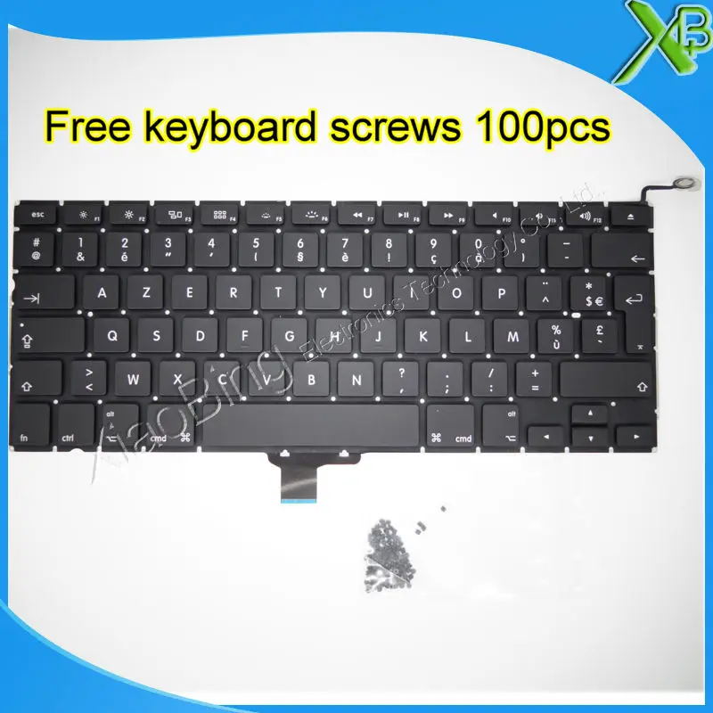  Brand New AZERTY FR French keyboard+100pcs keyboard screws For MacBook Pro 13.3