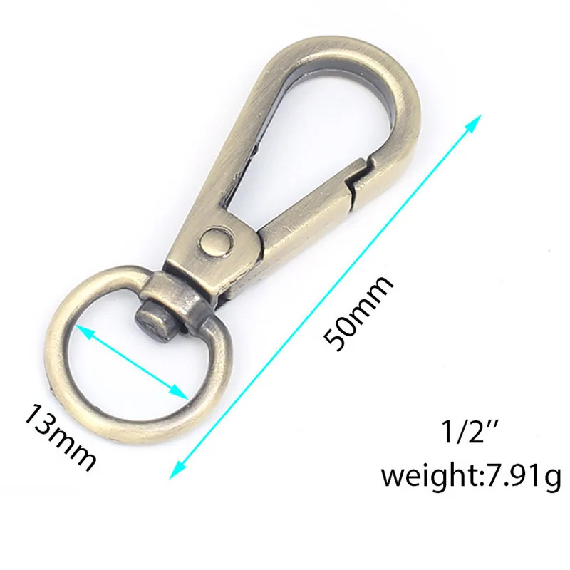 20 шт. 50x13 мм поворотный крюк с защелкой металлический зажим для шнурка Paracord карабин, крючок карабины