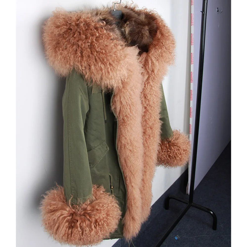 Высококачественная меховая подкладка из меха енота, пальто, роскошная натуральная шерсть, теплые женские модные меховые пальто, зимняя куртка