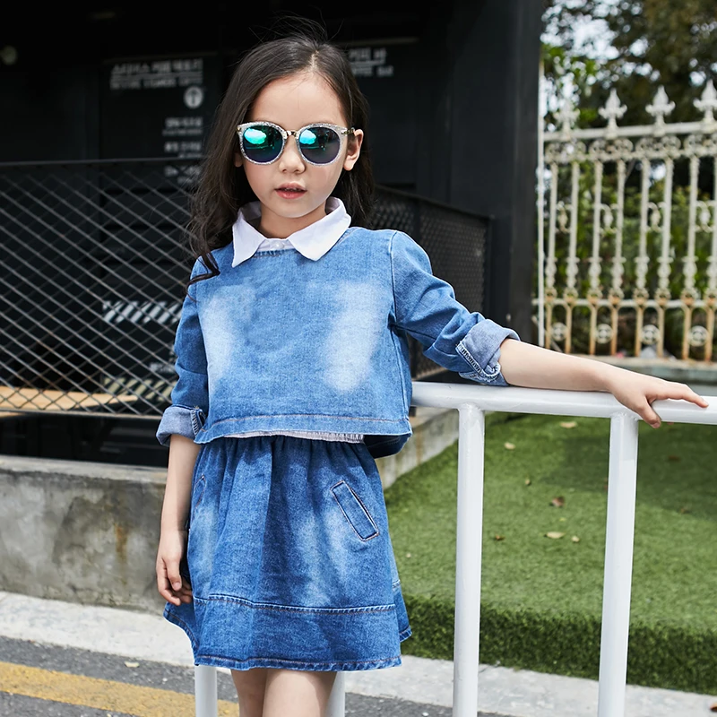 

Fashion Girls Clothing Set 2018 New Autumn Spring Baby Girls Jacket +Dress 2 pcs set Children Clothing Girls Dress set for 12Y