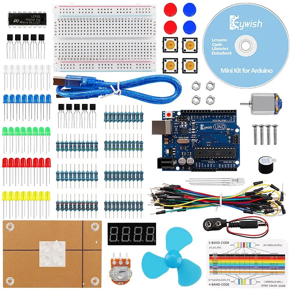 

For Arduino, UNO R3 Project Mini Kit with Tutorials & R3 Controller Board,LCD Screen,Resistors Rotary Potentiometer,Resistor