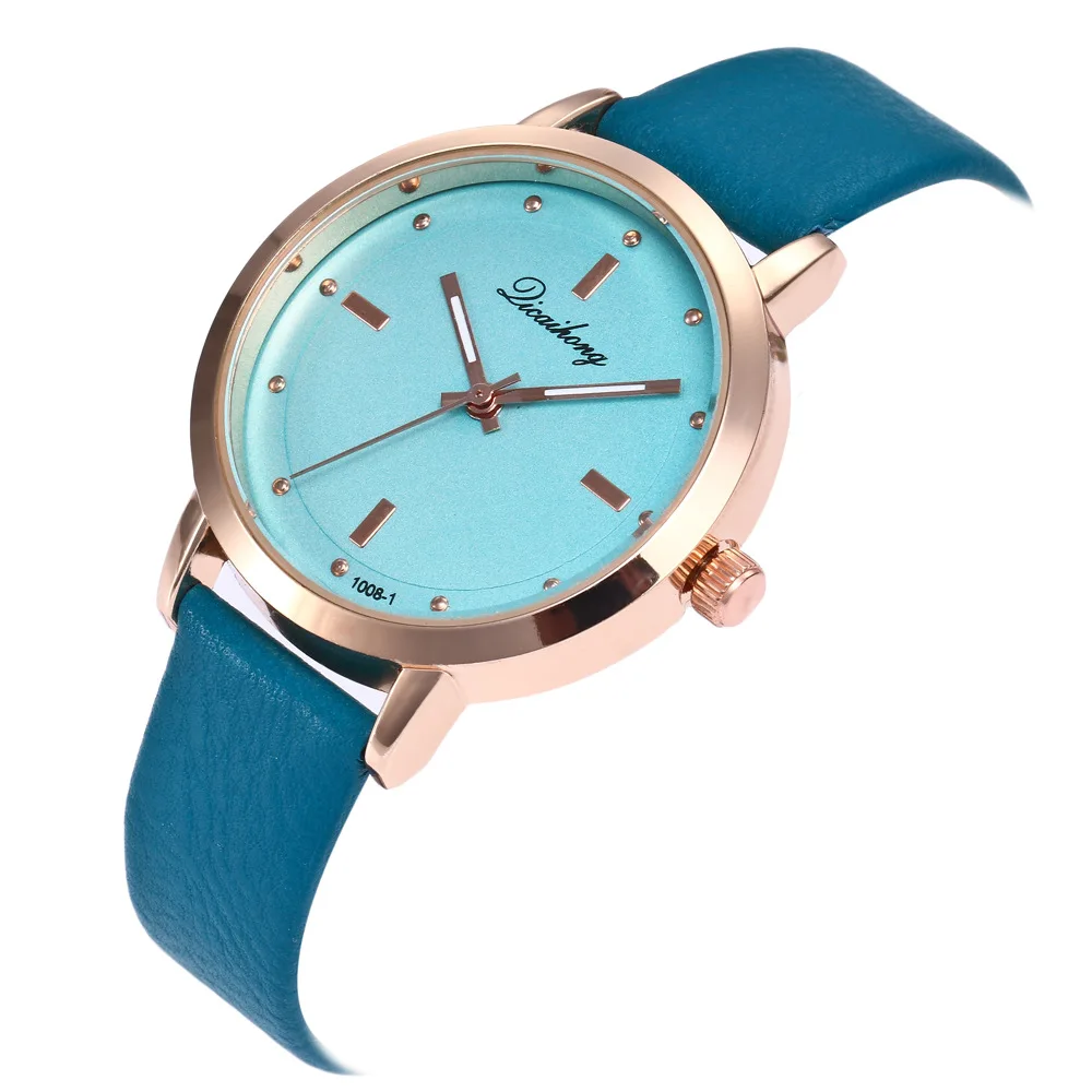 

Geneva Simple Scale Gold Alloy Dial Green Leather Fine Strap Ladies Luxury Quartz Watch Montre Women Watches Horloge Uhren C292