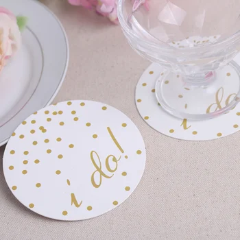 

12 Pcs/set Novelty Home Table Cup Mat I do Coffee Drink Placemat Tableware Paper Drinks Coasters Personalized Wedding Decoratio