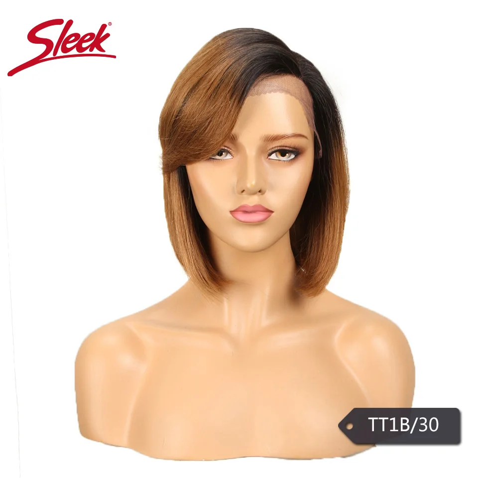 Sleek Bob Lace Front Wigs Brazilian Lace Front Human Hair Wigs For Women Human Wigs With Bangs Ombre Short Bob Wig Free Shipping