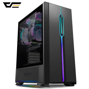 DarkFlash T20 ATX Mid-Tower Chassis Desktop Computer Gaming Case USB 3.0 Ports Tempered Glass Windows With 120mm LED Rainbow Fan