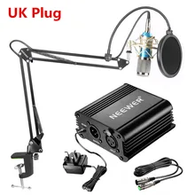 Neewer NW-800 конденсаторный микрофон комплект: микрофон+ 48 В фантомный источник питания+ NW-35 стрела ножничный кронштейн Подставка с амортизатором+ кабель