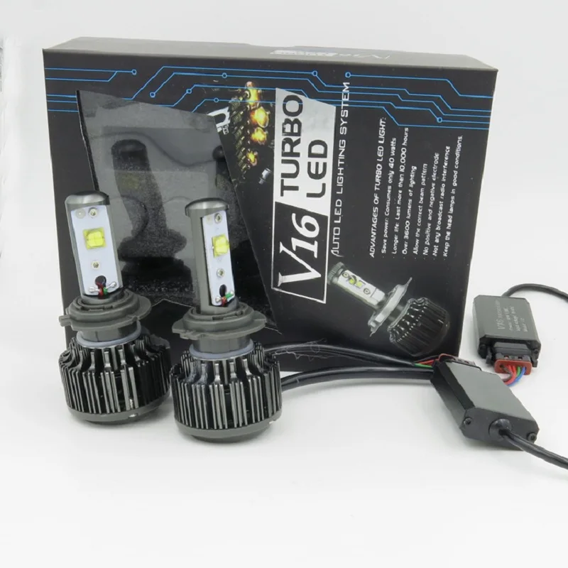 Комплект светодиодных фар V16 turbo H7 Plug & play EMC canbus H11 H1 H3 H8 H9 H10 9005 9006 880 881 7200LM H4 H13 9004 9007