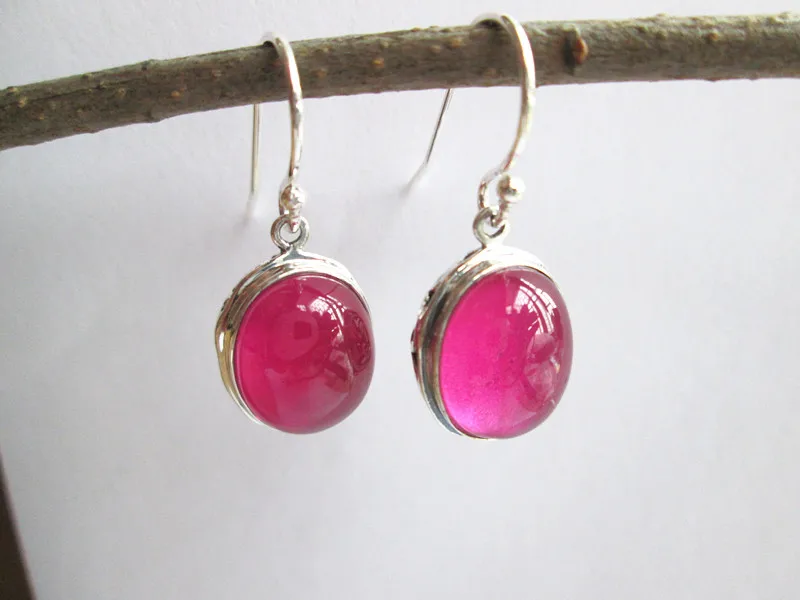 KJJEAXCMY 925 pure silver inlaid with red jade women's Earring ornaments