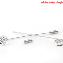 DoreenBeads 2 шт. Серебряный тон Круглый Кабошон Броши 6,9x1,2 см(2 6/" x 4/8"), лоток: 12 мм(4/") Новинка