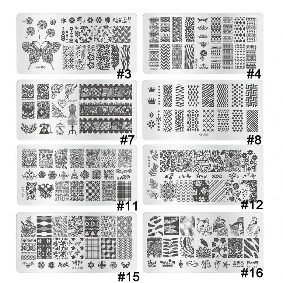 12x6 см из нержавеющей стали красивые кружевные изображения для дизайна ногтей DIY принтер для печати изображений маникюрные трафареты для штамповки ногтей пластины шаблоны XYJ07