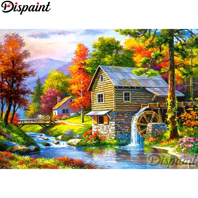 

Dispaint Full Square/Round Drill 5D DIY Diamond Painting "House tree" Embroidery Cross Stitch 3D Home Decor A10998