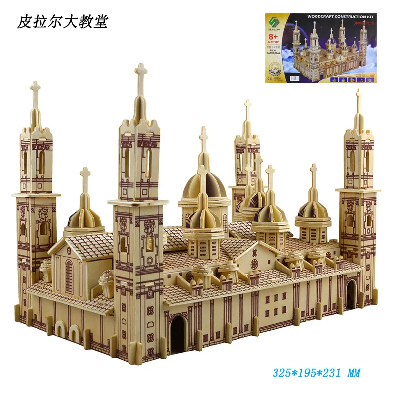 wooden 3D building model font b toy b font gift puzzle hand work assemble game woodcraft