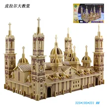 wooden 3D building model toy gift puzzle hand work assemble game woodcraft construction kit pilar cathedral