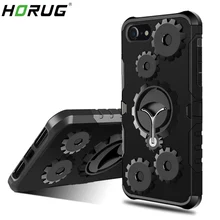 

2018 HORUG Fashion Armor Mobile Phone Bag Case For iPhone 6 6S 7 8 Plus X 5 5S 5C SE Case Finger Ring Kickstand Phone Cover Case