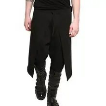 27-37 Горячая Весна мужской модный черный праздник две юбки Лифт вилка ноги брюки Гарун брюки