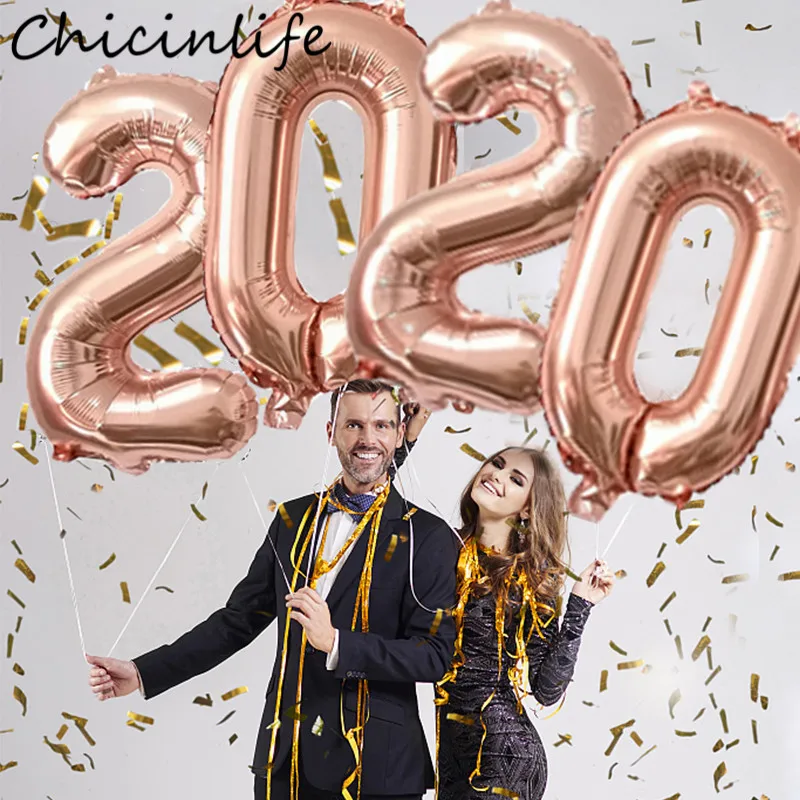 Chicinlife 4 шт Розовое золото/золото 32 дюйма 2020 количество фольги шары Рождество