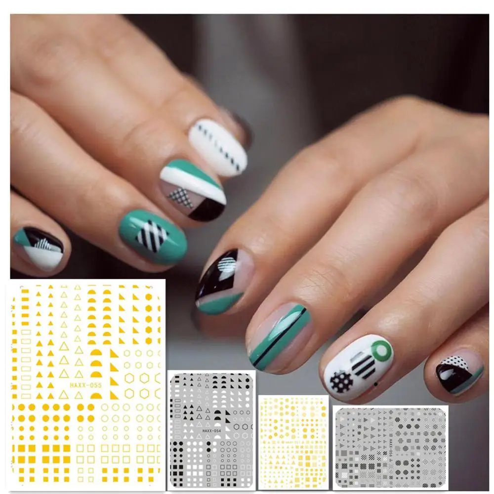 

Hanyi series Geometric triangle HAXX-54 55 58 59 3d nail art sticker decal template nail decoration tools DIY nail wraps