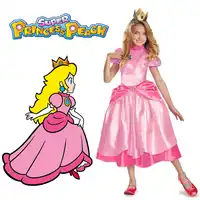 Kleine Prinses Perzik Kostuum Super Mario Brothers Prinses Cosplay Classic Game Mario Kostuum Kinderen Meisje Halloween Fancy Dress