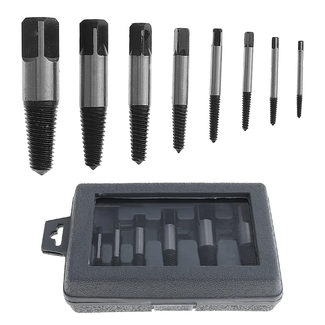 8pcs Broken Screw Extractor High Quality Carbon Steel Drill Bits Set Damaged Bolt Remove Out Tools Kits broken nut screw extractor set 22 33 in 1 hss broken screw removal splitting tools drill bits heavy duty drilling tool kits