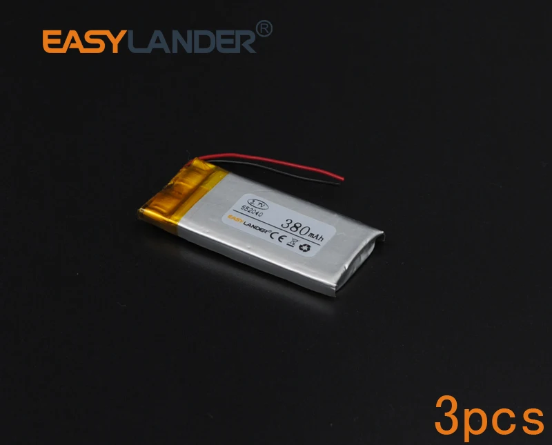 3pcs/Lot 3.7V 380mAh 552040 Rechargeable li Polymer Li-ion Battery For bluetooth headset Bracelet Wrist Watch pen GPS Mp4 MP3 |