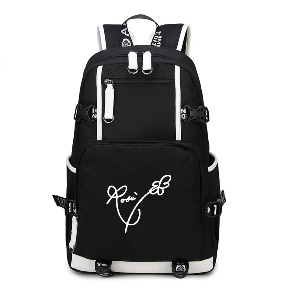 

Frdun Tommy 2019 Stylish Blackpink New Cool signature Backpack Loose strap adjustable Harajuku Kpop Printed teenagers Backpack