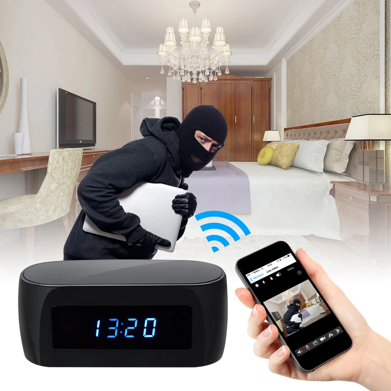 Z16 1080P Night Vision font b Wireless b font WIFI Electronic Clock Camera IP Remotely Monitor