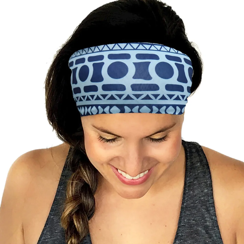 

2019 New yoga Headband Fitness for hair Elastic Headband print Polyester wide Sweatband Head wrap bandeau cheveux femme #T43